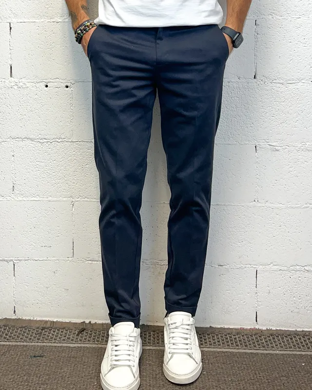 ONLYONE OVER-D Chino Slim Fit blu taglia vera