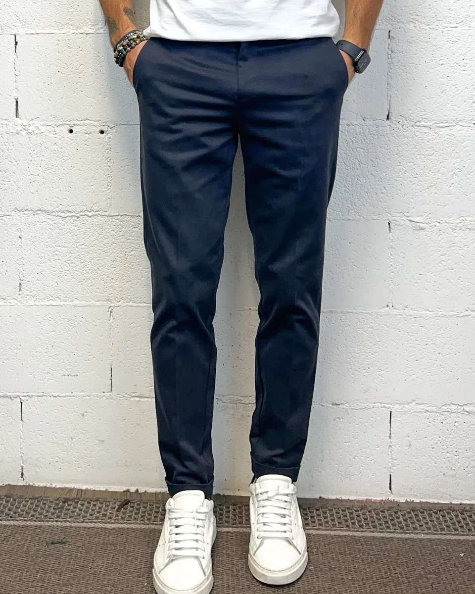ONLYONE OVER-D Chino Slim Fit blu taglia vera