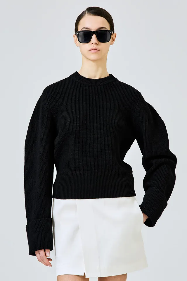 Sa Su Phi maglione nero cashmere doppio polsino
