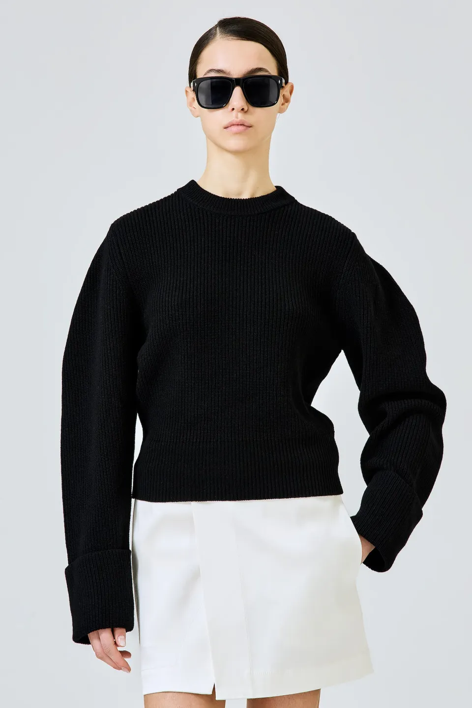 Sa Su Phi maglione nero cashmere doppio polsino