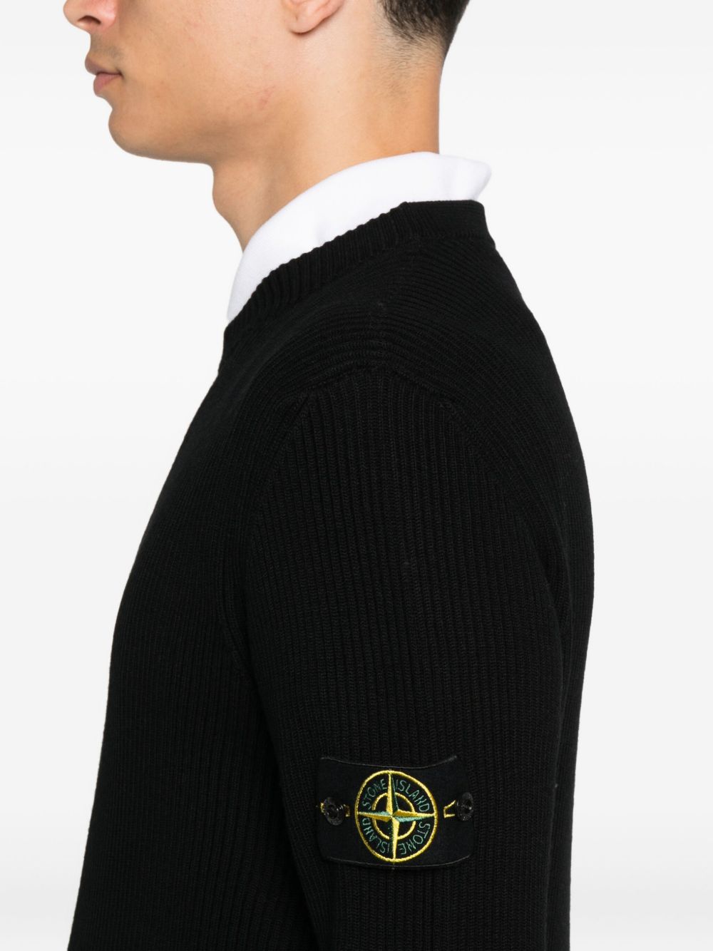 Stone Island 5100053 felpa uomo nera lana vergine