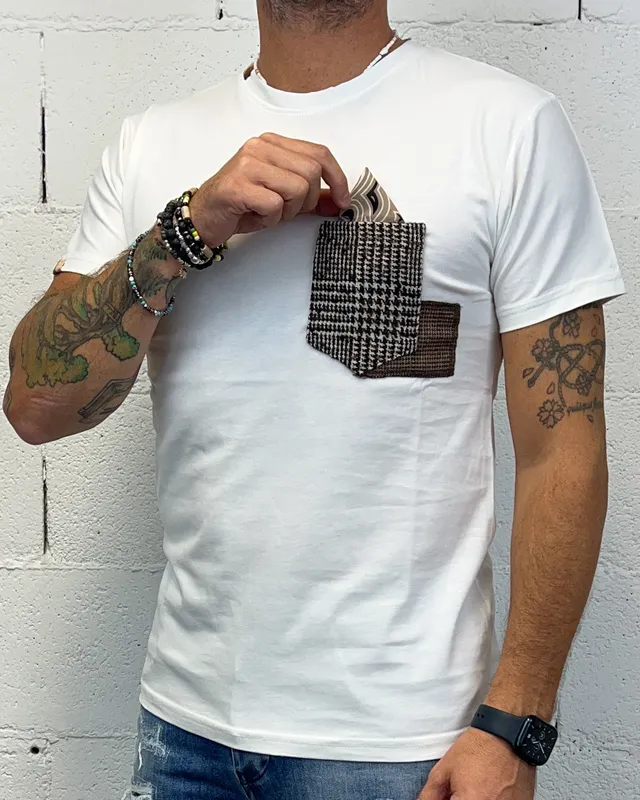 ONLYONE OVER-D Taschino t-shirt panna slim