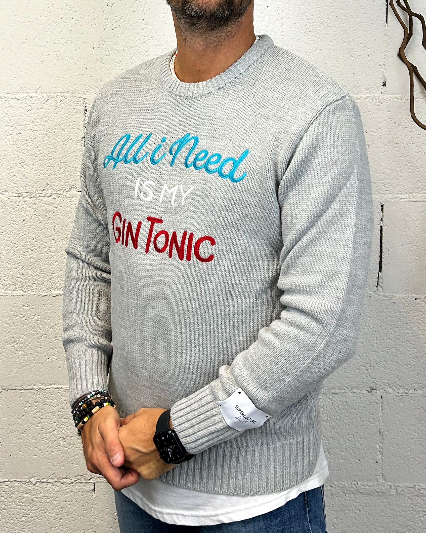 ONLYONE SUPERCULTURE All I Need pullover grigio regolare
