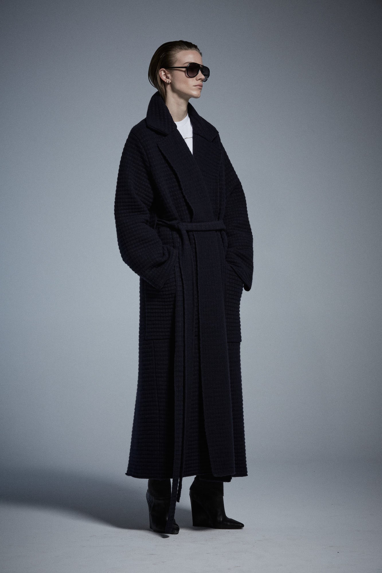 Sa Su Phi Caroline cappotto lungo blu cashmere lana