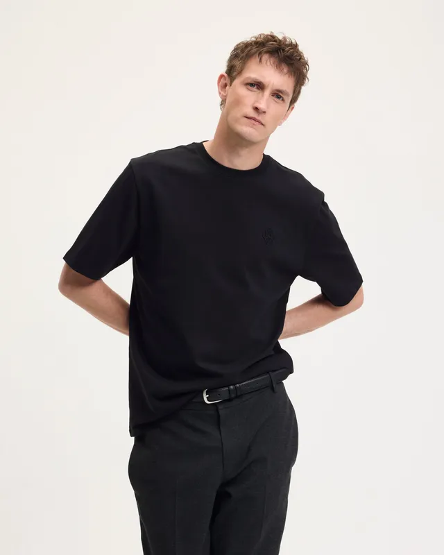 GOODPEOPLE Tommy T-Shirt Cotone Nera Logo Ricamato