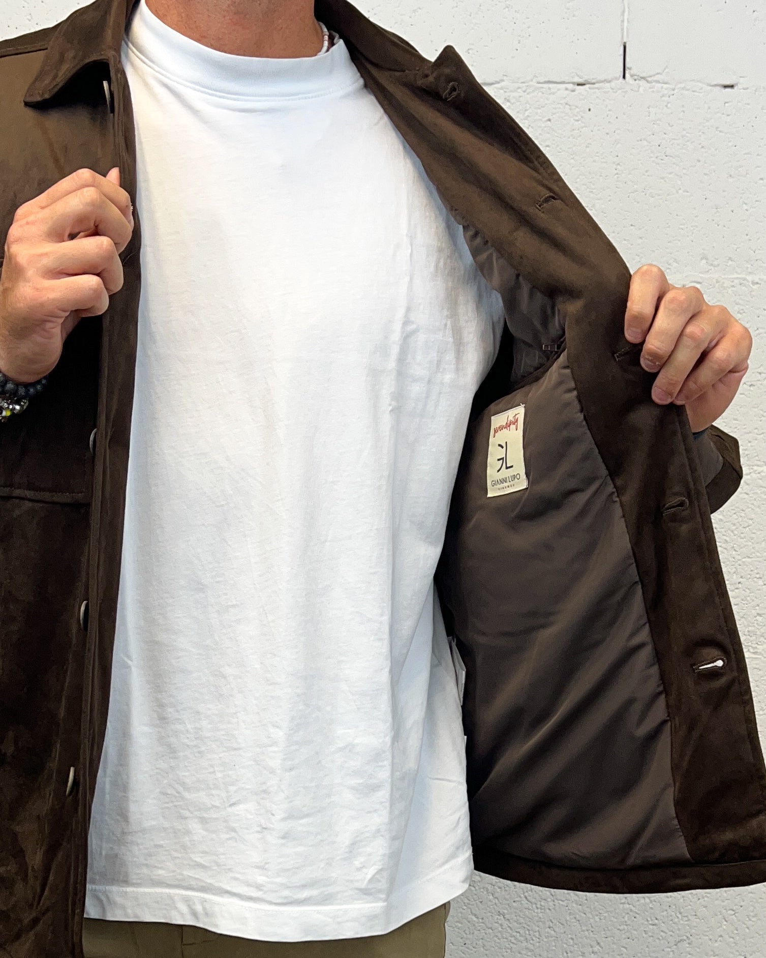 Gianni Lupo Suede giacca marrone regolare