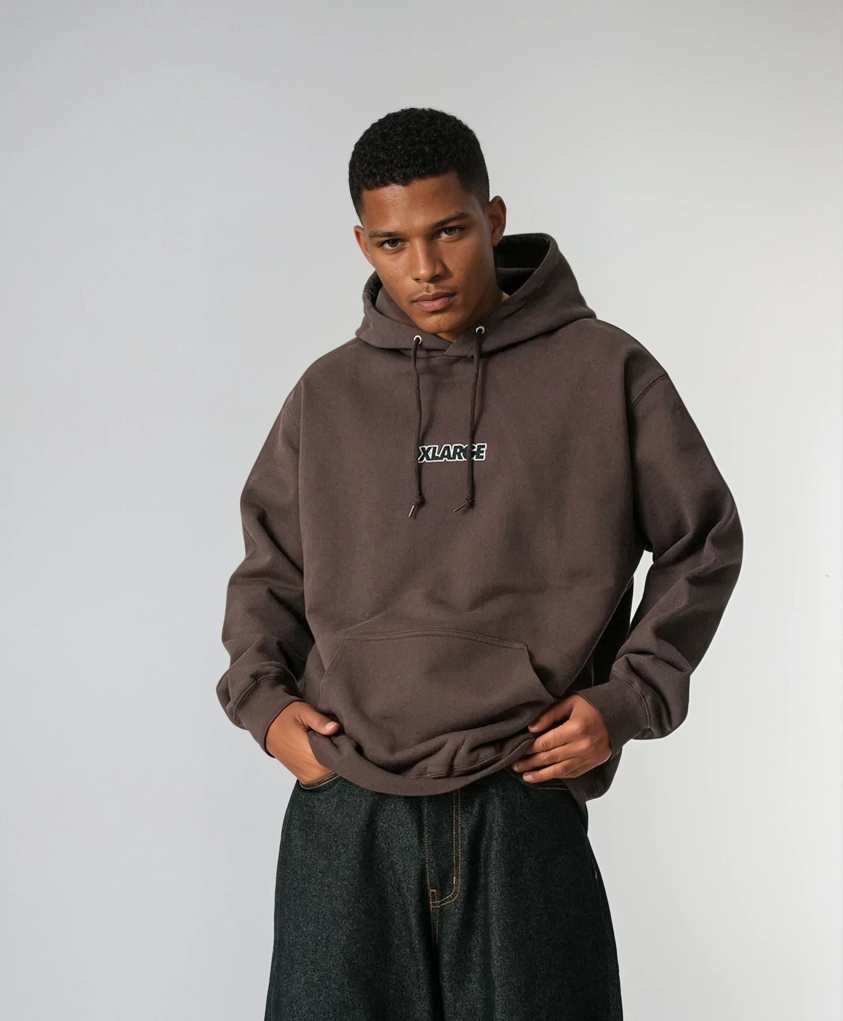 X-Large Standard Logo felpa cappuccio nera cotone