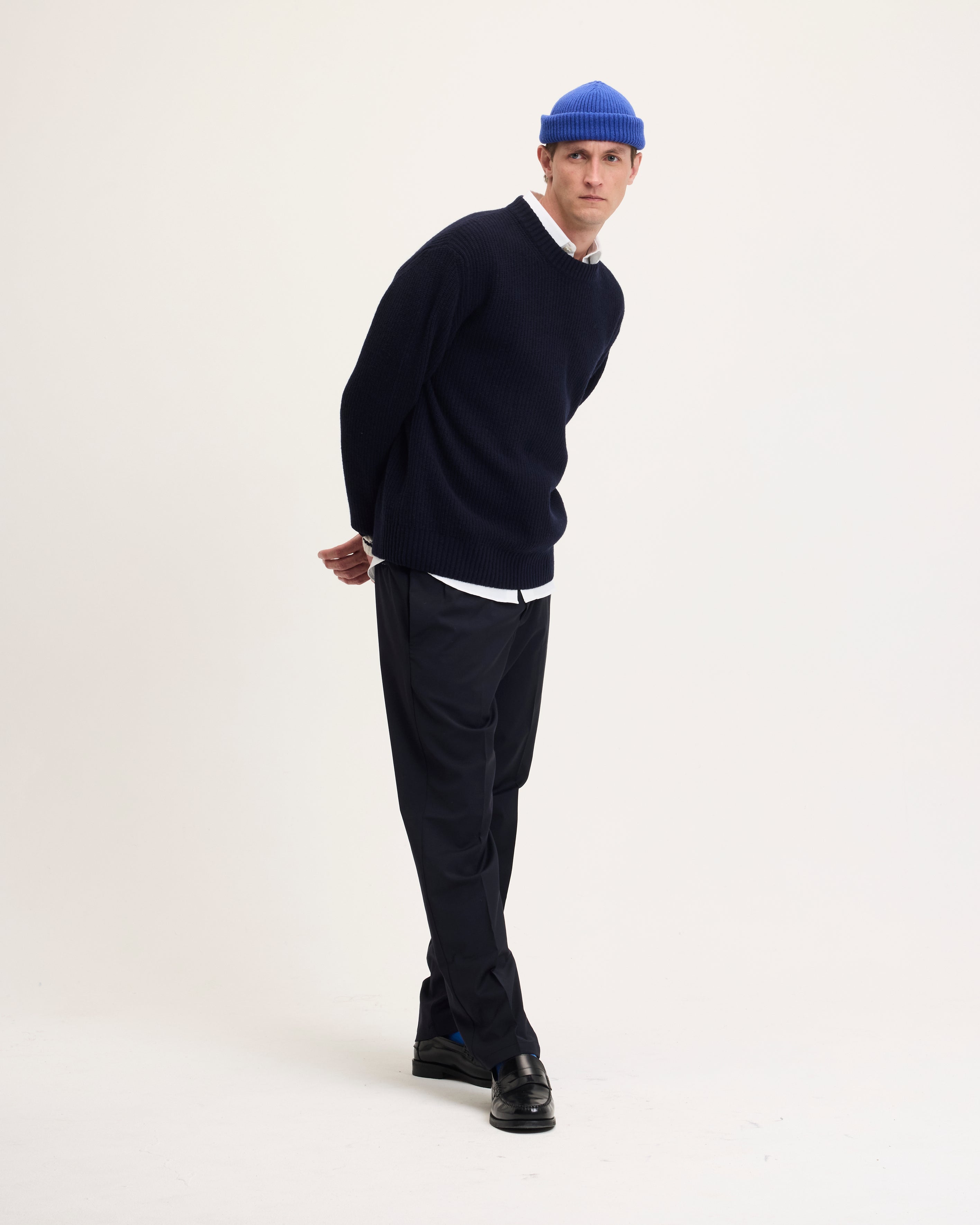 Goodpeople Kane maglione lana navy bianco