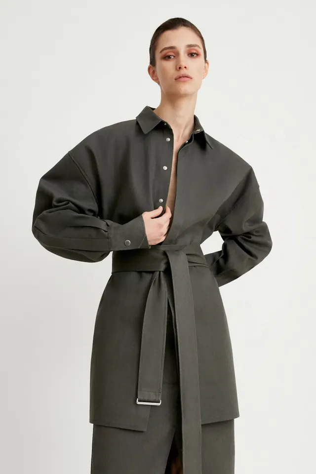 Sa Su Phi Valentina giacca gabardina di cotone verde militare
