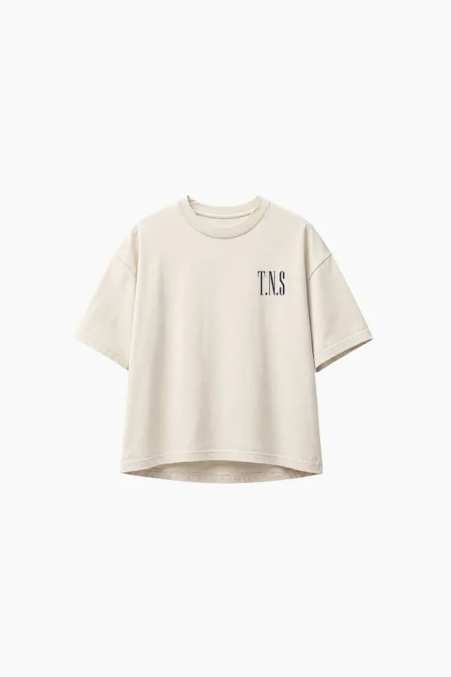 The New Society Mochi t-shirt cotone nero iris ricamo