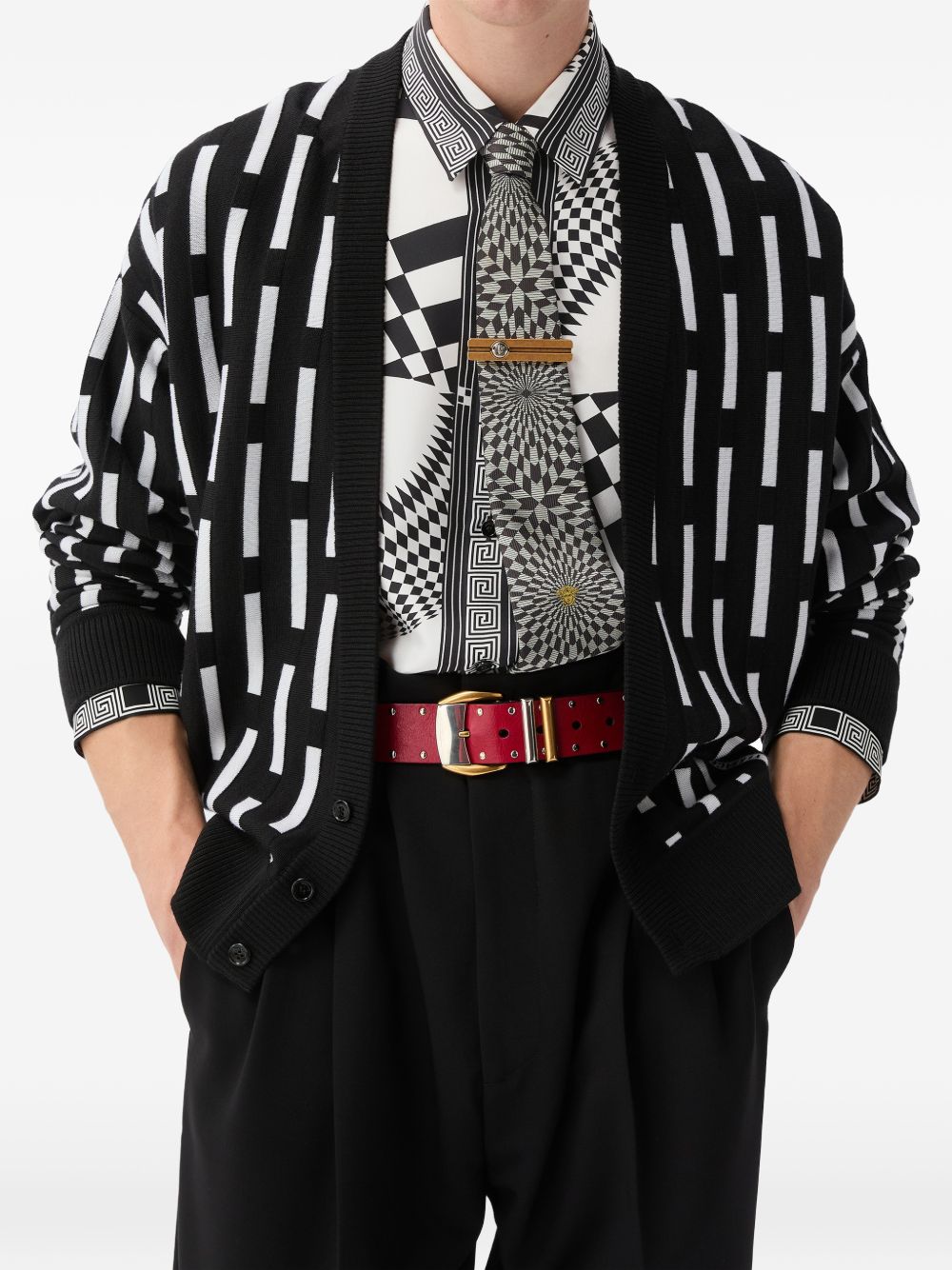 Versace 1024520 camicia uomo nero bianco
