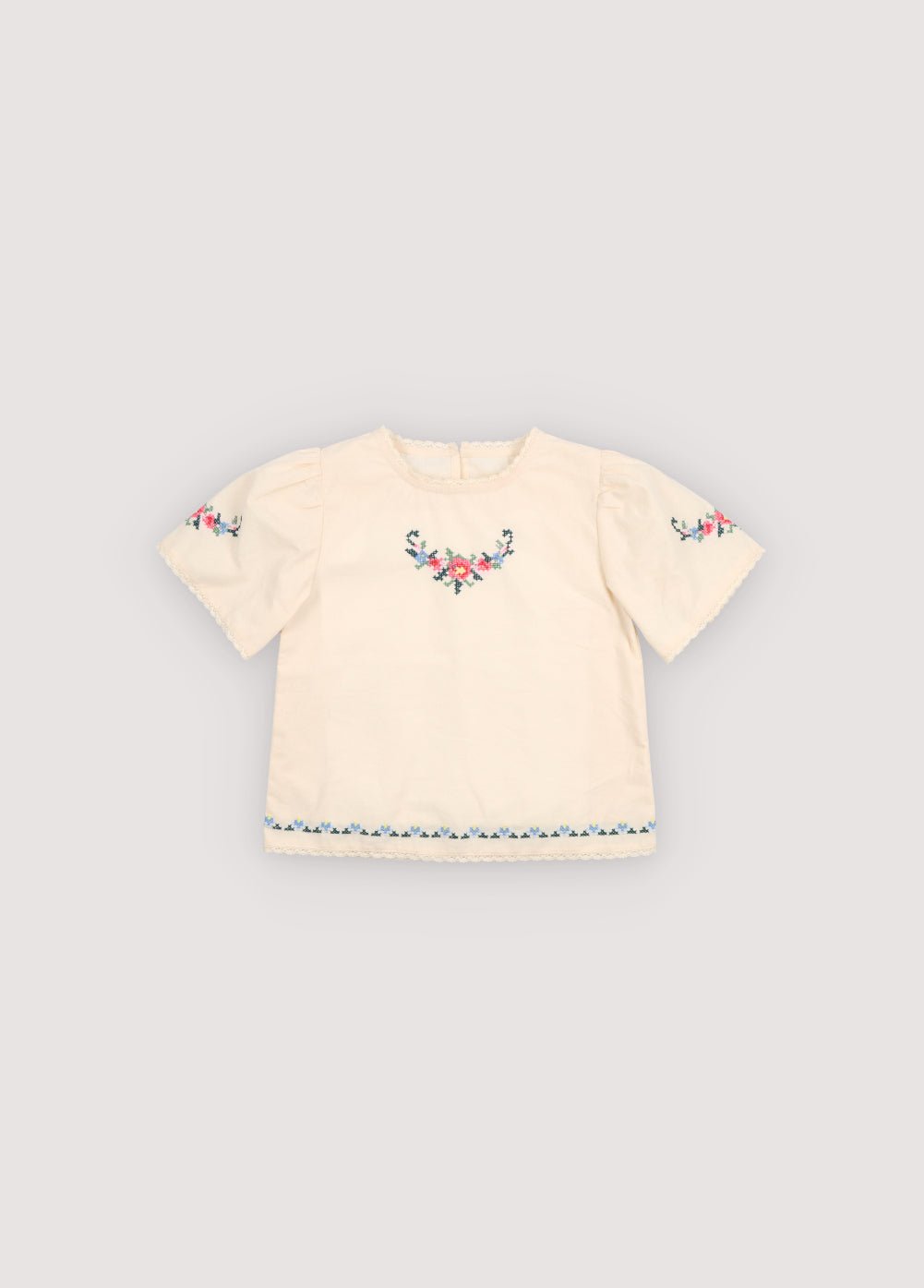 The New Society Narcise camicetta bambina ecru ricamata