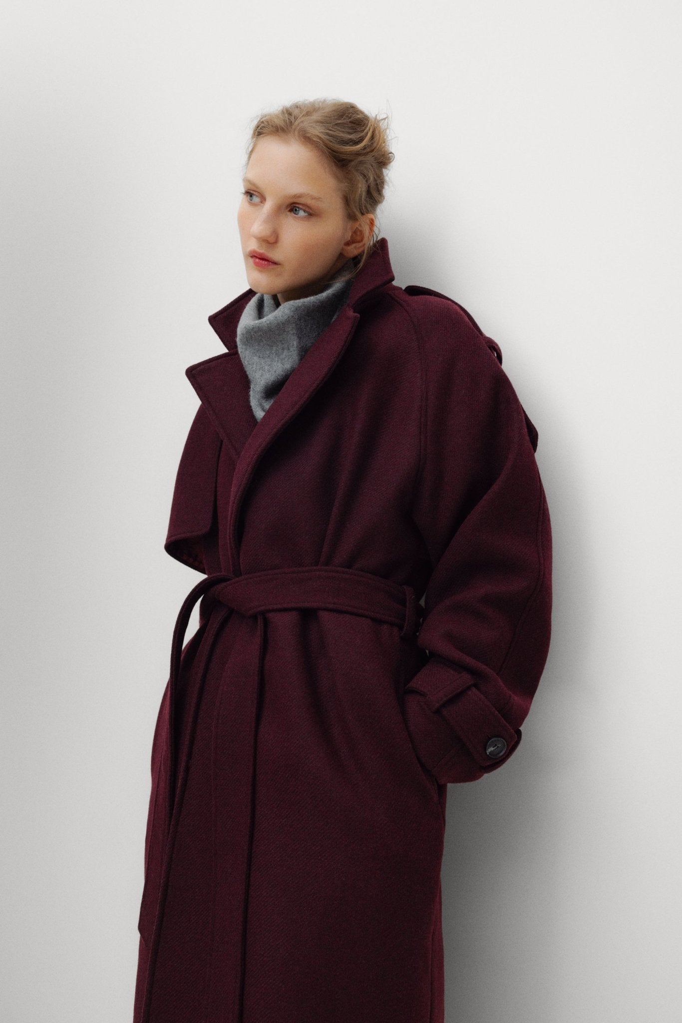 The New Society Tully Woman Coat cappotto donna bordeaux lana