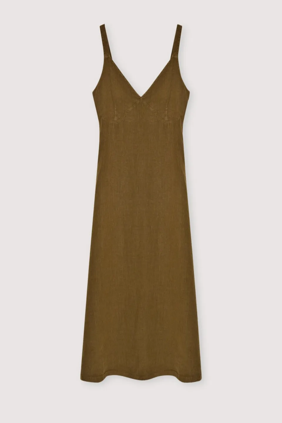 The New Society Bulbine vestito donna Earthy Olive lino