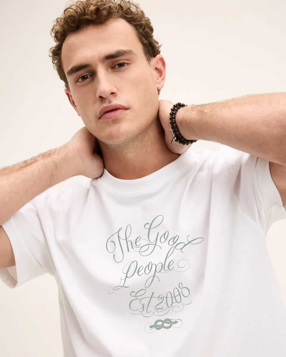 GOODPEOPLE Oscar t-shirt cotone bianca grafica