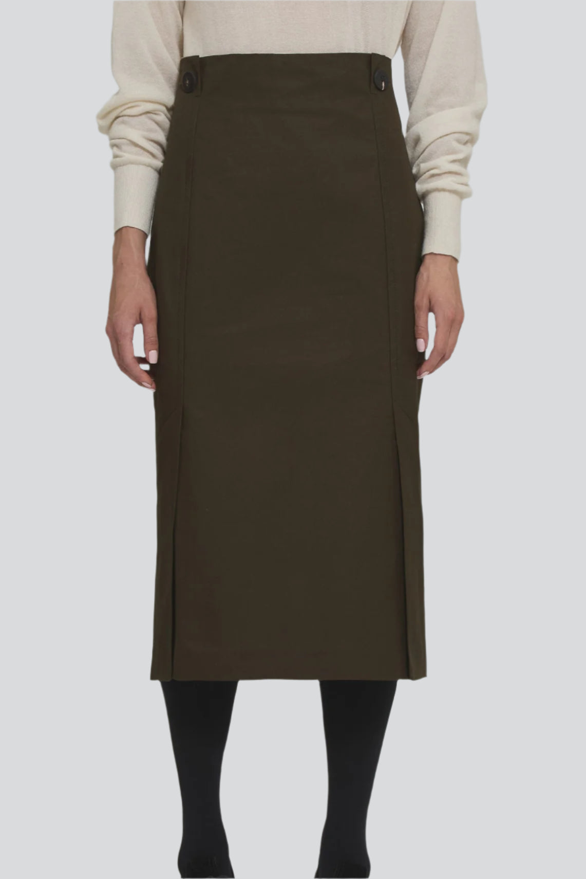 Sa Su Phi Marine gonna midi gabardina verde militare