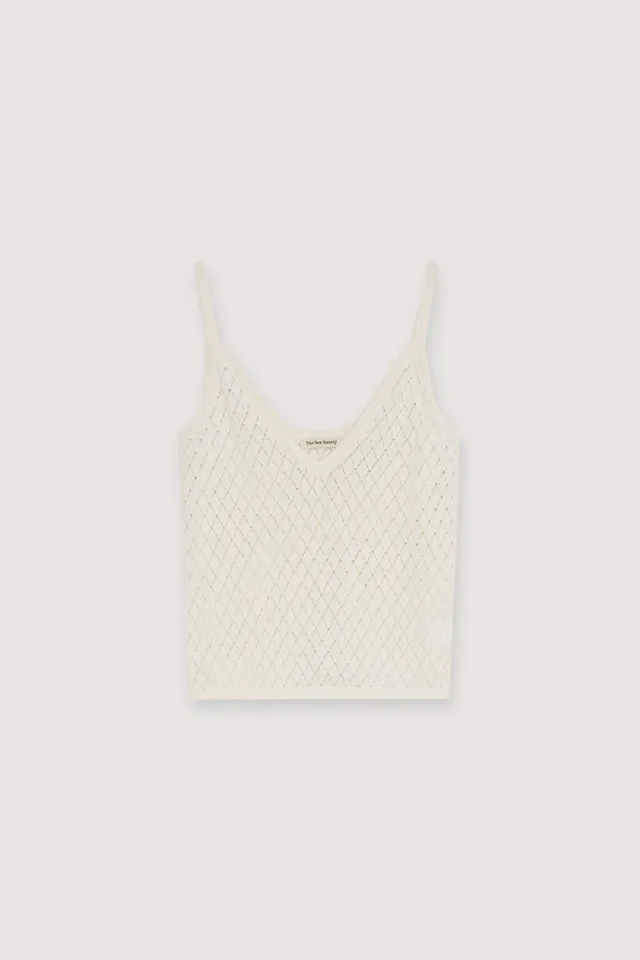 The New Society Lirio top ecru cotone maglia fine