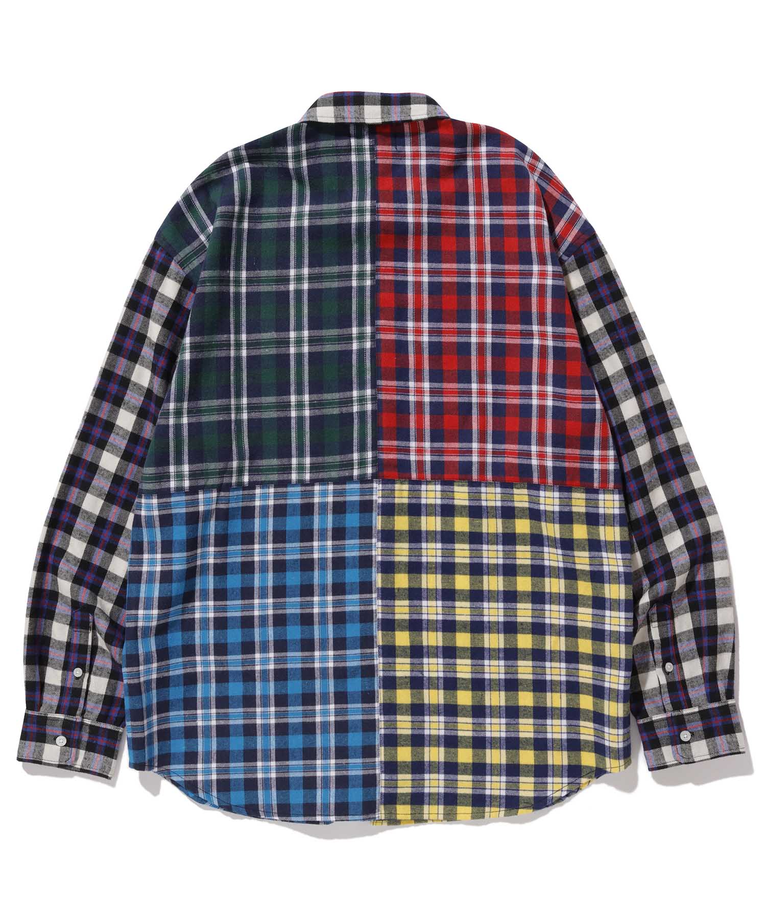 X-Large Patchwork camicia manica lunga bianca