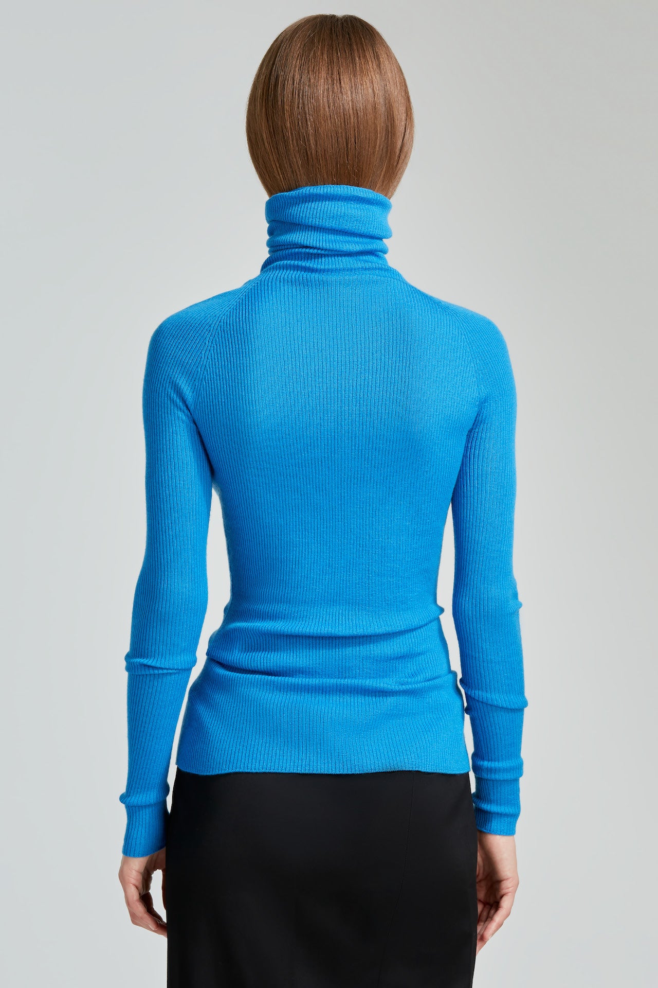 Sa Su Phi dolcevita cashmere seta ciano costine