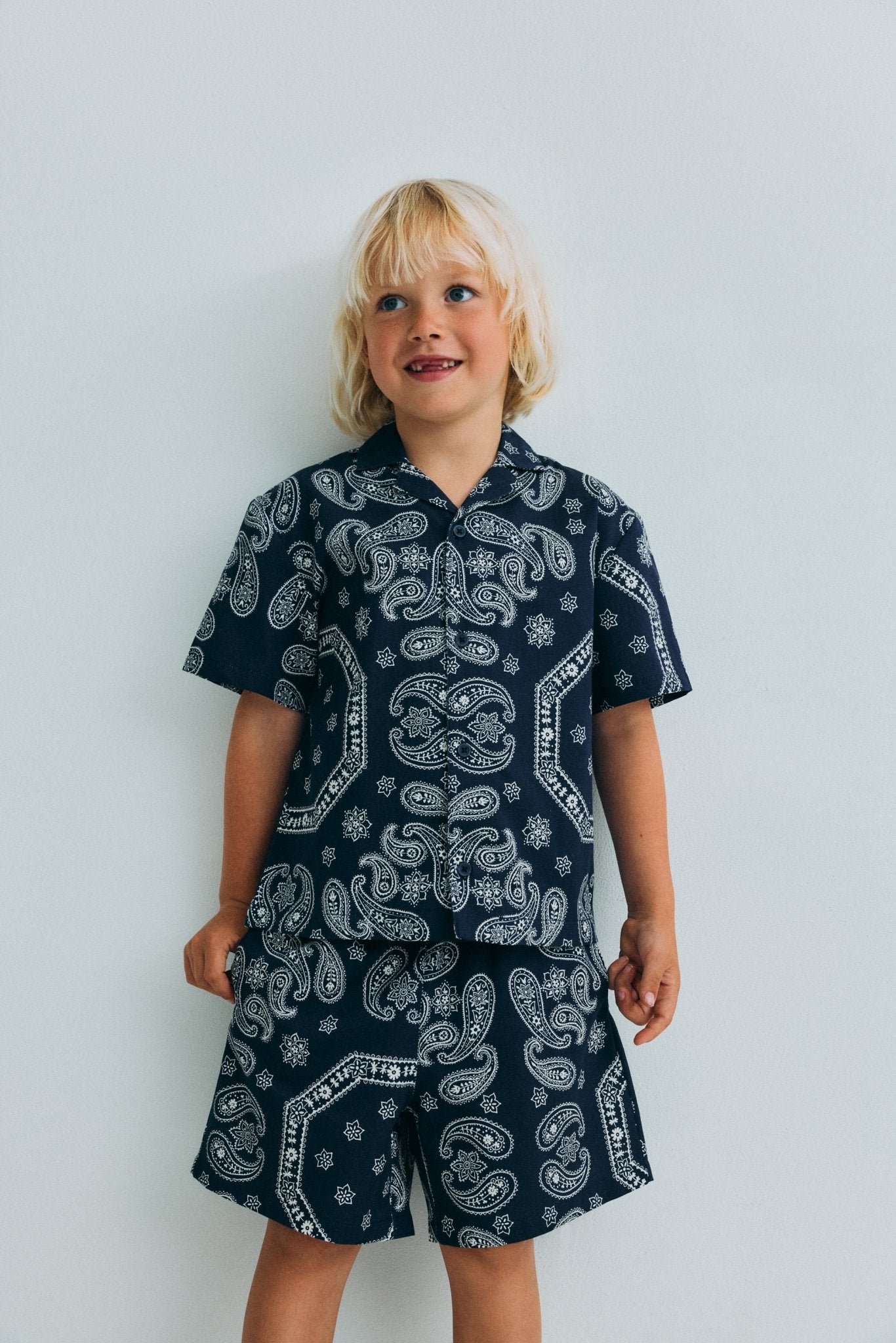 The New Society Aster Bermuda Kids bermuda bandana blu cotone