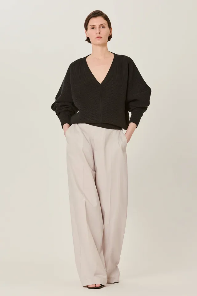 Sa Su Phi maglione coste misto cashmere manica 3/4