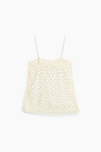 The New Society Polka top donna pois in viscosa con pizzo
