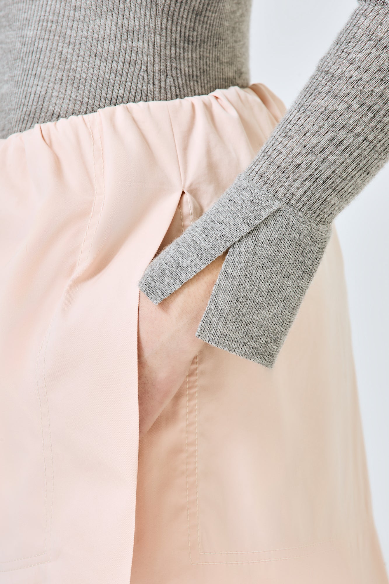Sa Su Phi maglione girocollo coste cashmere seta grigio