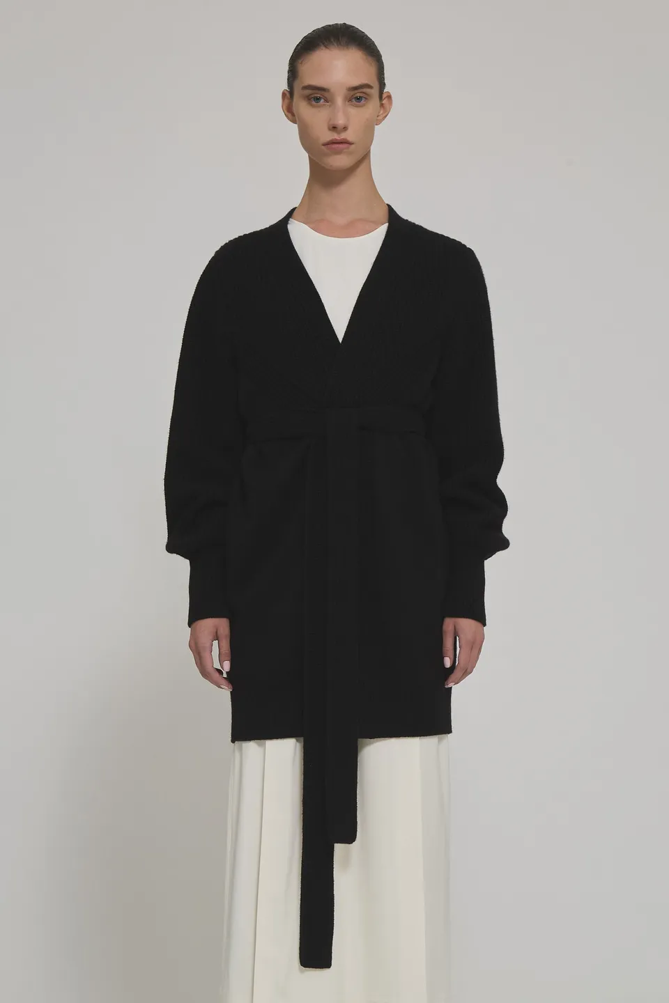 Sa Su Phi Armor cardigan cashmere nero con cintura