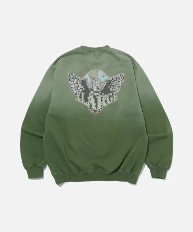 X-Large Eagle Wings felpa girocollo oliva cotone