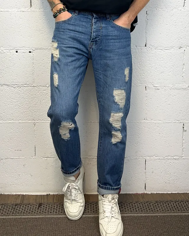OVER-D Jimmy jeans carrot destroyed uomo