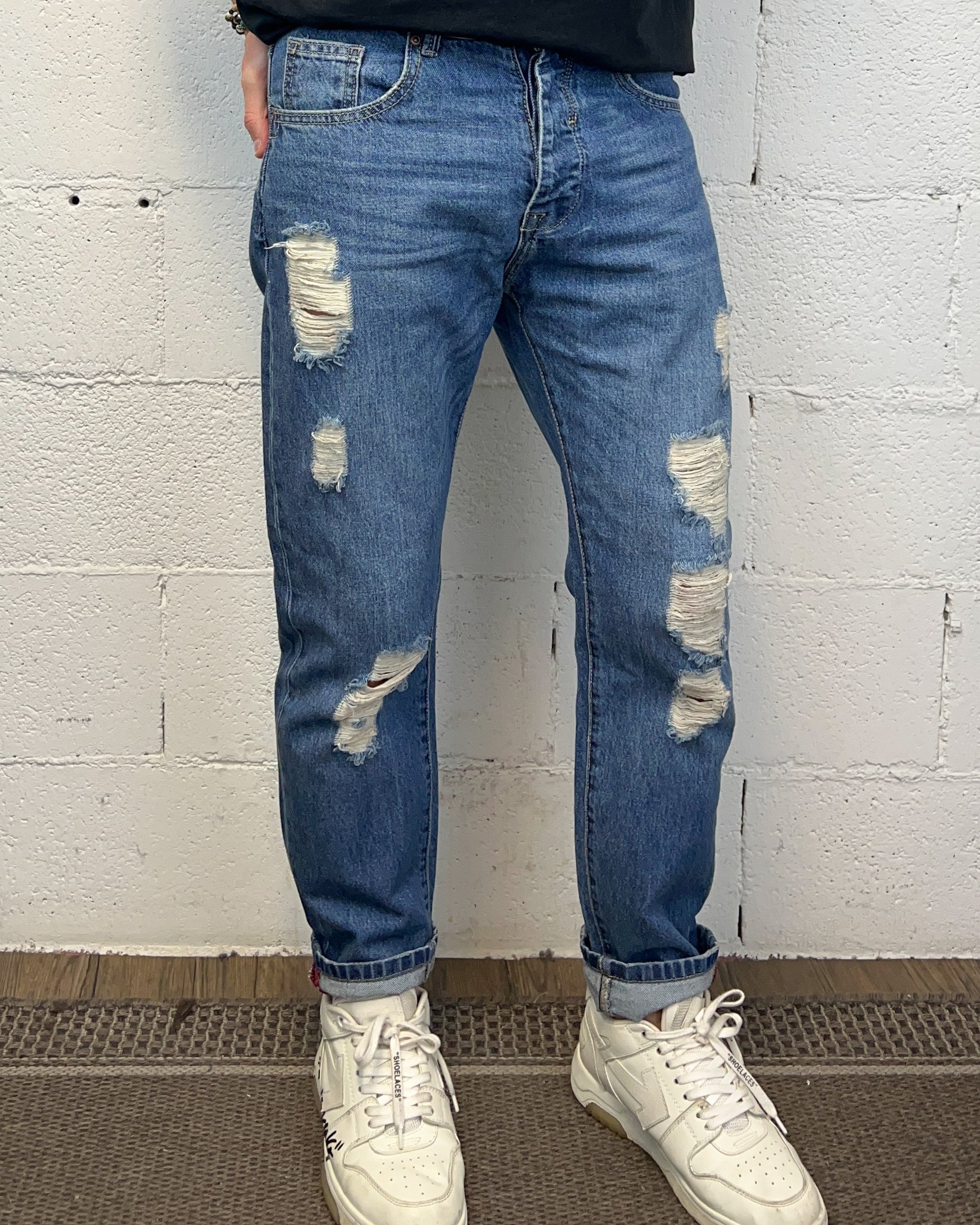 OVER-D Jimmy jeans carrot destroyed uomo