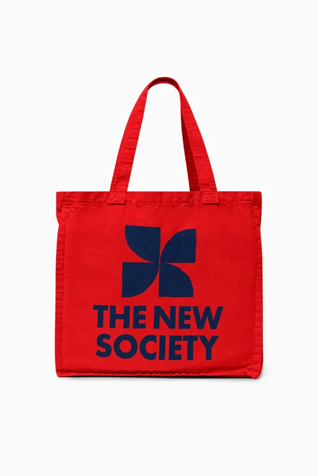 The New Society TNS Logo Borsa Cotone Rosso
