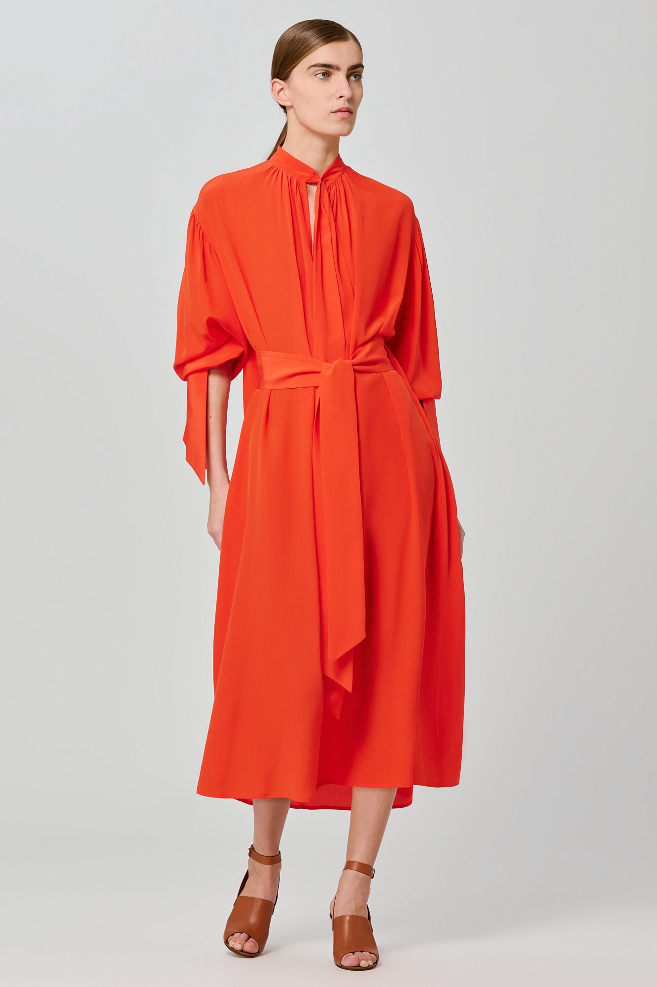Sa Su Phi Susanna vestito lungo crepe arancione