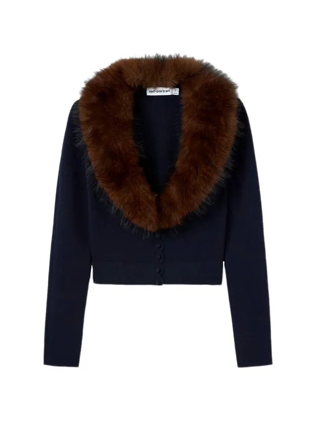 Self-Portrait AW26-148CA cardigan blu navy donna