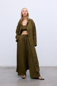 The New Society Melissa top donna Earthy Olive lino