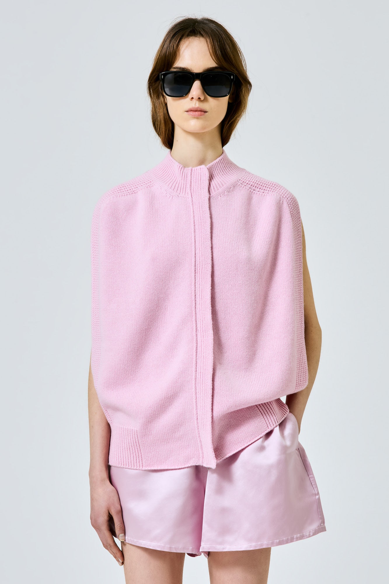 Sa Su Phi Matilda cardigan senza maniche cashmere rosa