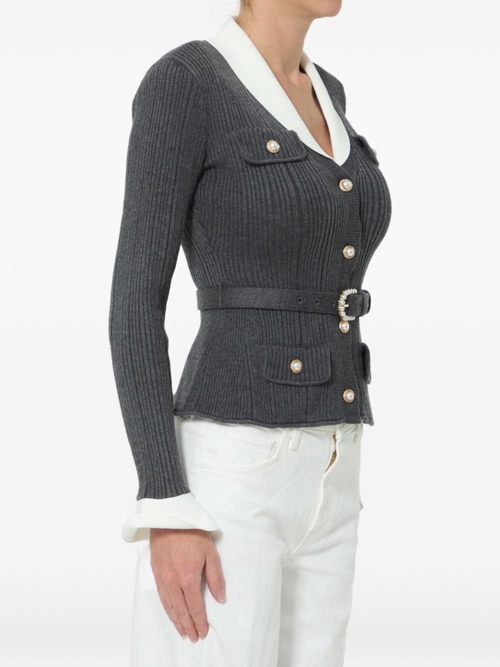 Self-Portrait PF26-131T cardigan grigio coste