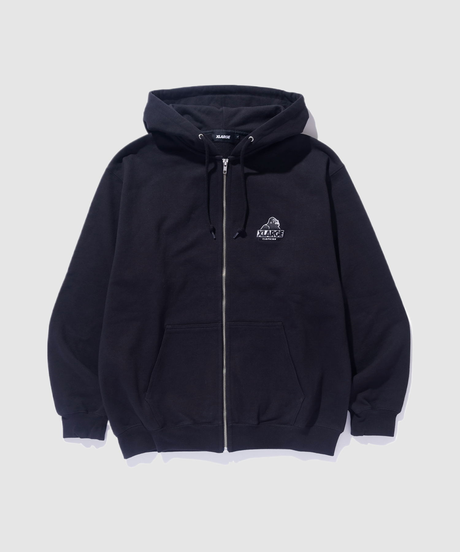 X-Large Slanted Og felpa zip cappuccio cotone