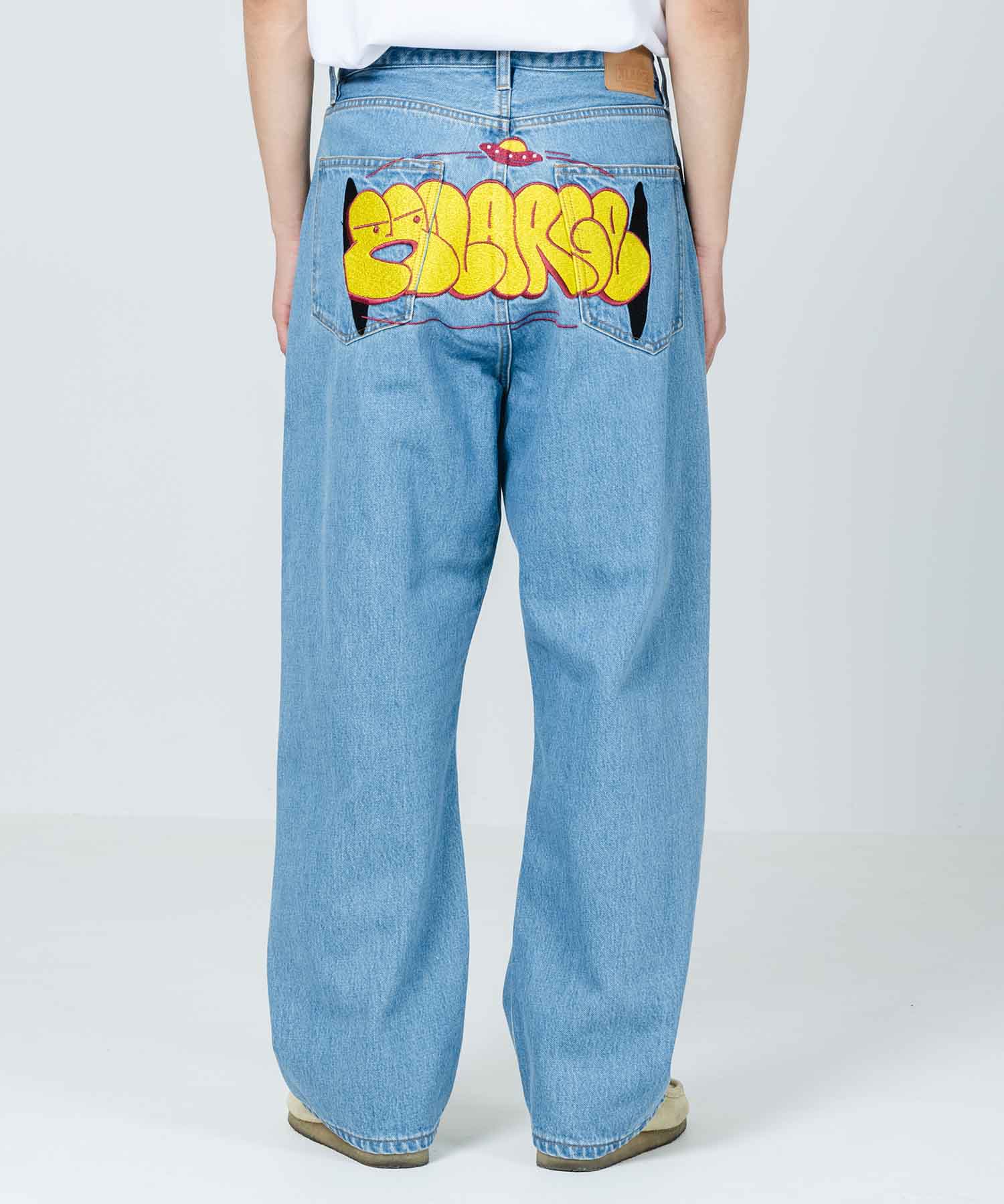 X-Large Embroidery Graffiti jeans indaco chiaro