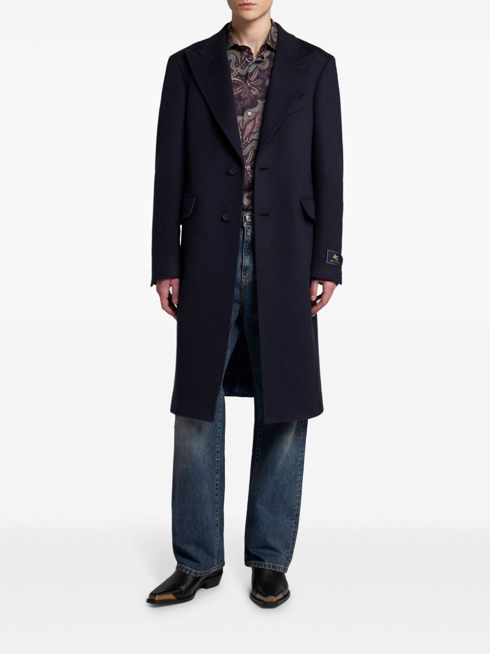 Etro MRAA0013 cappotto cashmere blu navy