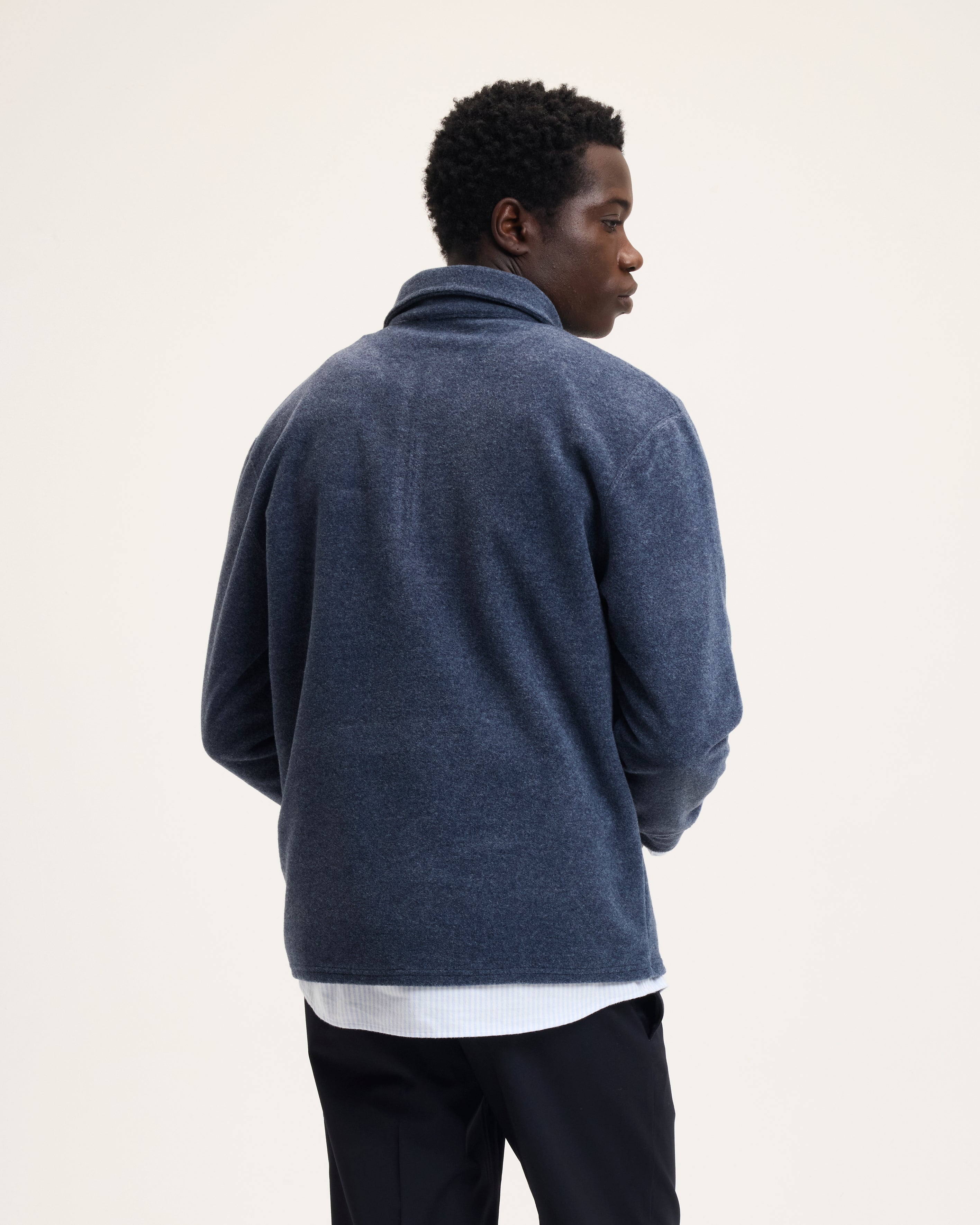 GOODPEOPLE Leo maglione polo zip denim blue
