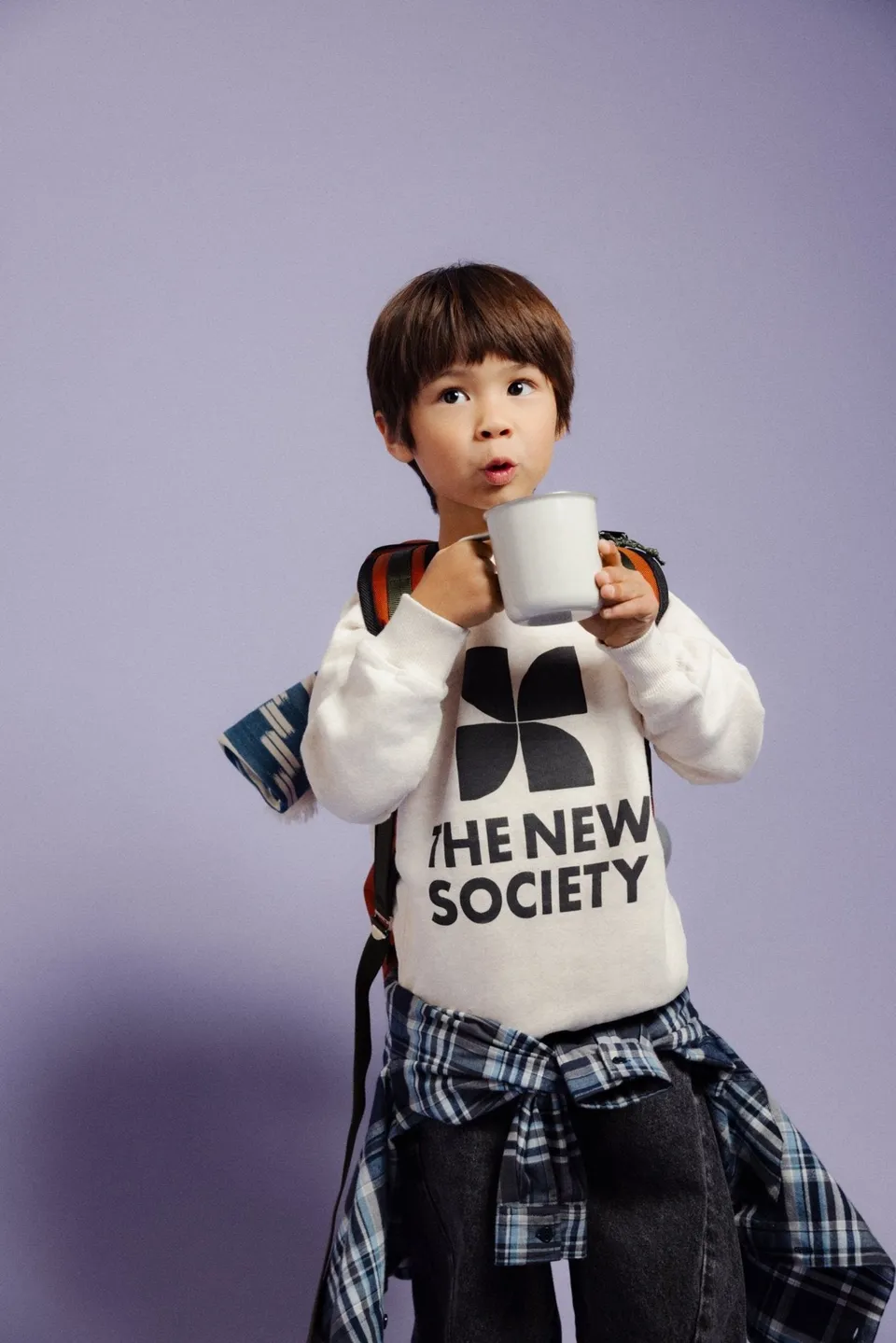 The New Society TNS felpa teen cotone bianco melange