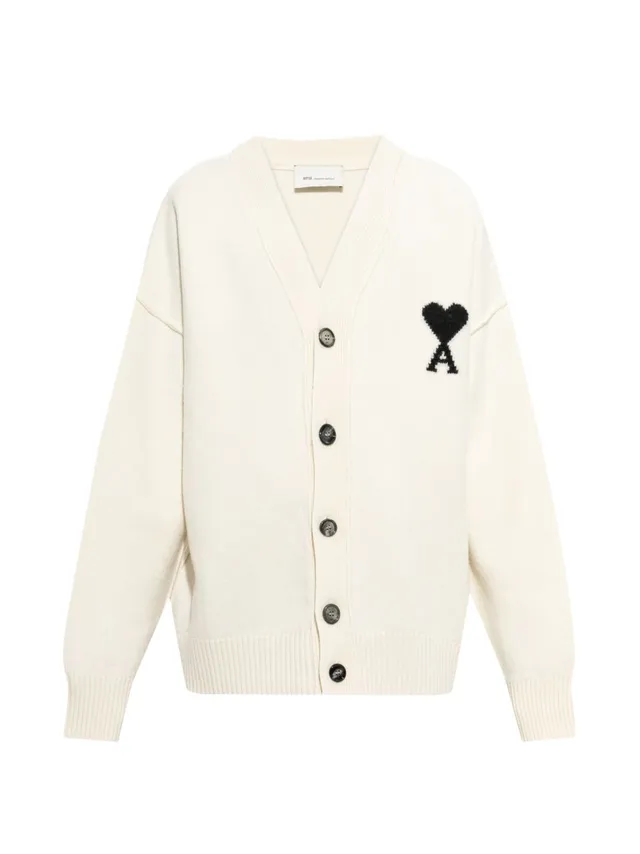 AMI UKC367 018151 cardigan bianco