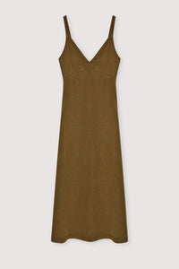 The New Society Bulbine vestito donna verde lino traspirante