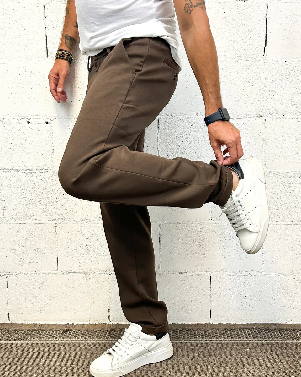 ONLYONE GIANNI LUPO Capri pantalone chino coffee vestibilità regolare
