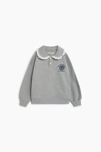 The New Society Ash Polo Bimbo Felpa Cotone Pizzo