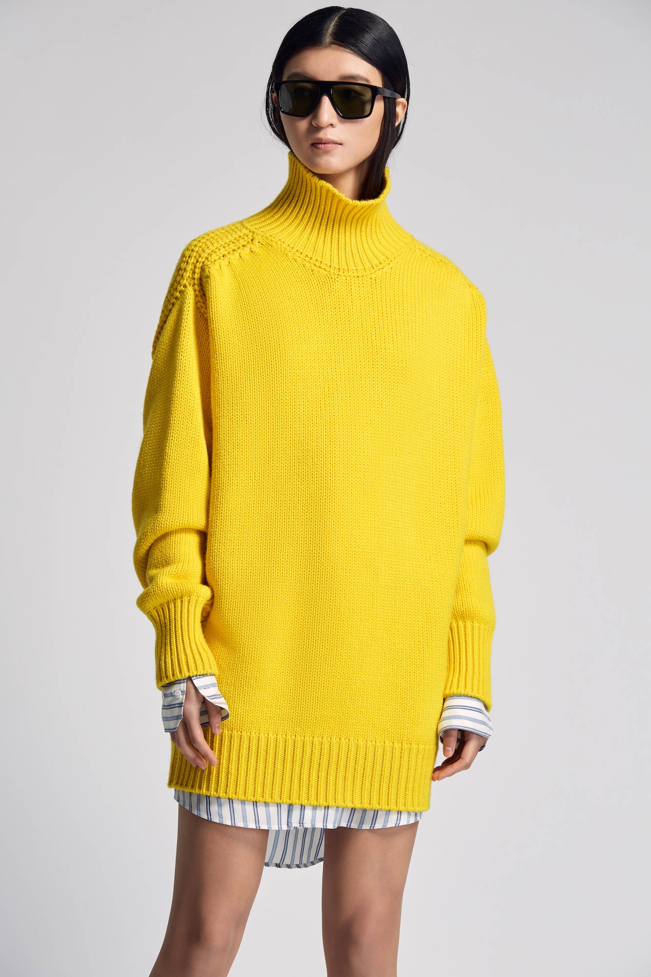Sa Su Phi Giovanna Abito cashmere collo alto giallo