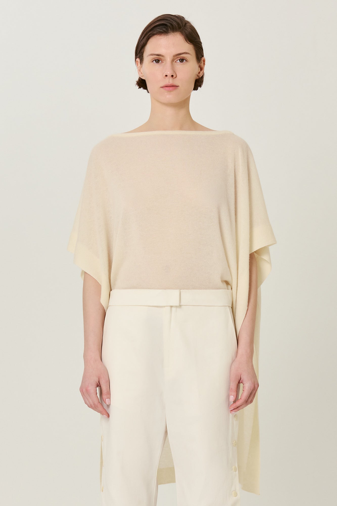 Sa Su Phi Poncho cardigan cashmere seta avorio