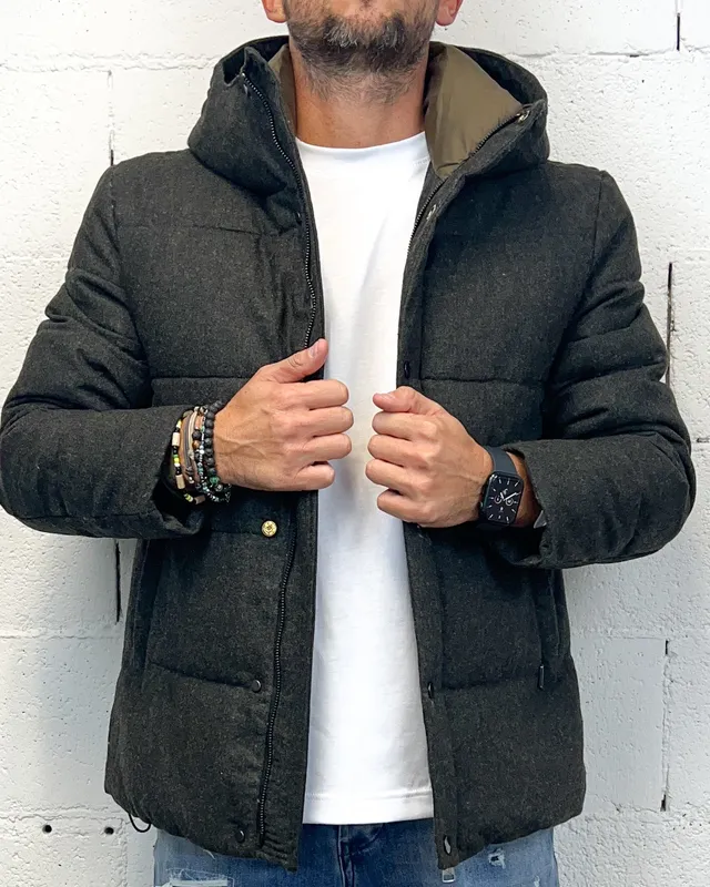 Gianni Lupo piumino grigio militare