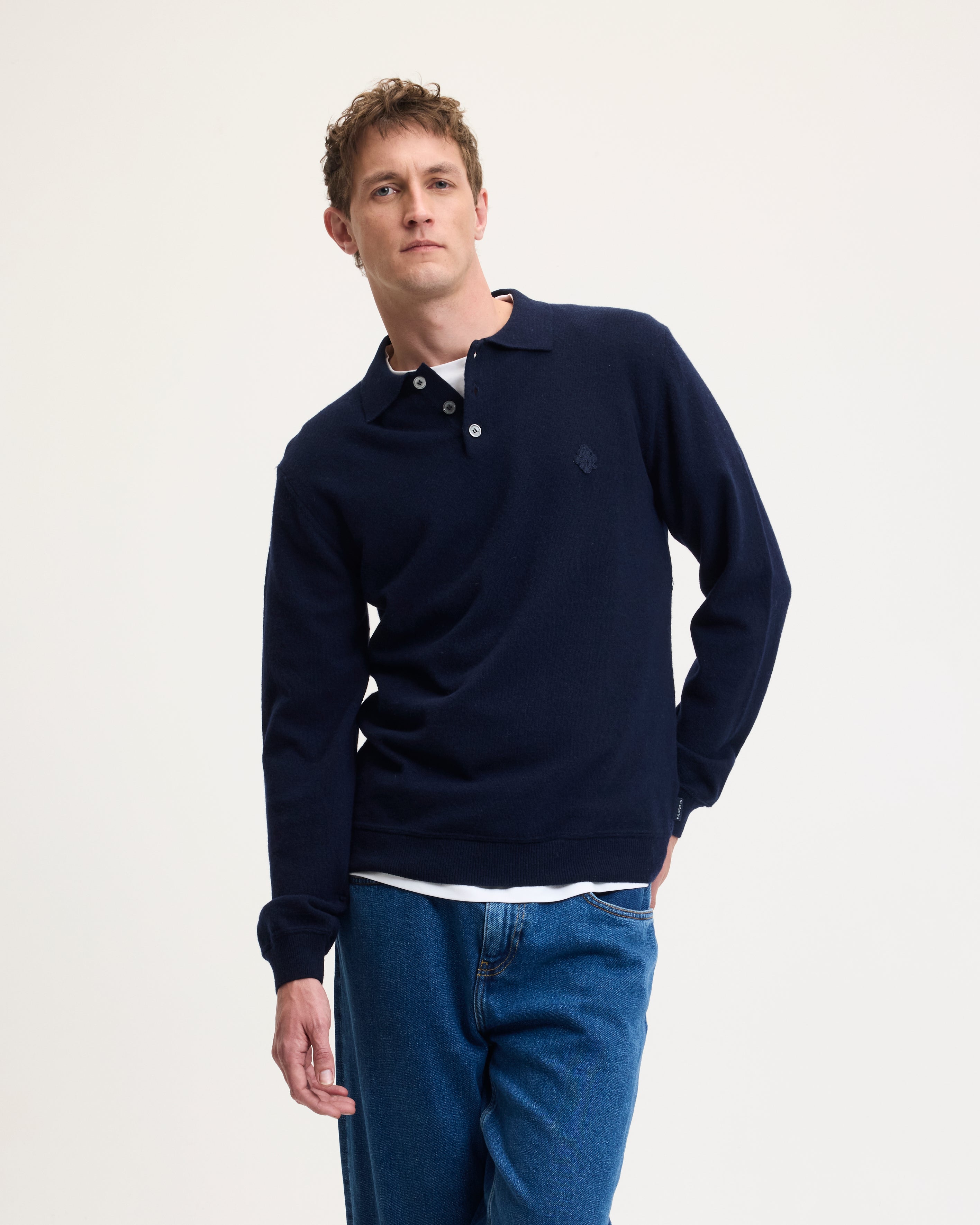 GOODPEOPLE Ken polo maglia blu lana